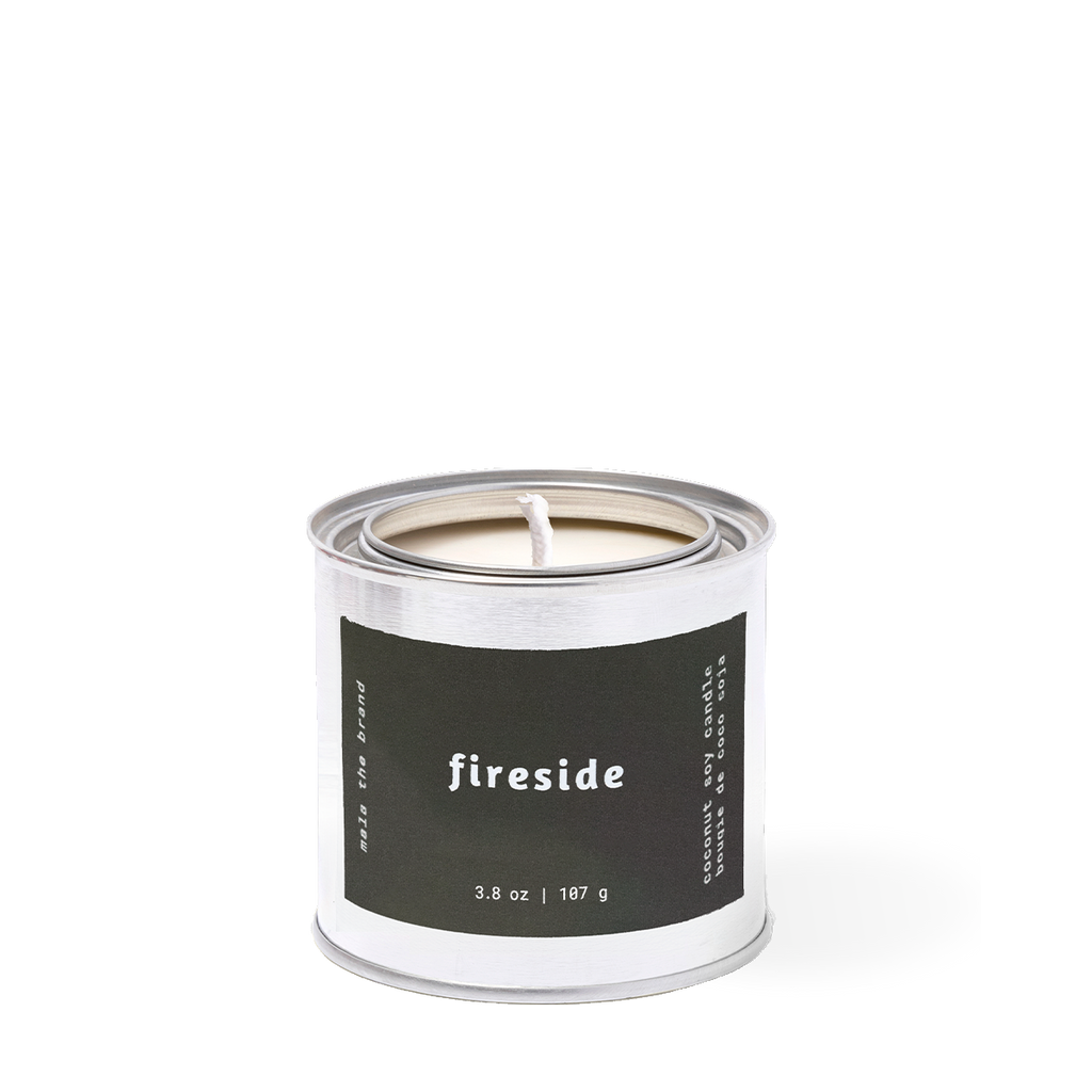 Fireside candle by Mala the Brand, black amber lavender musk scent