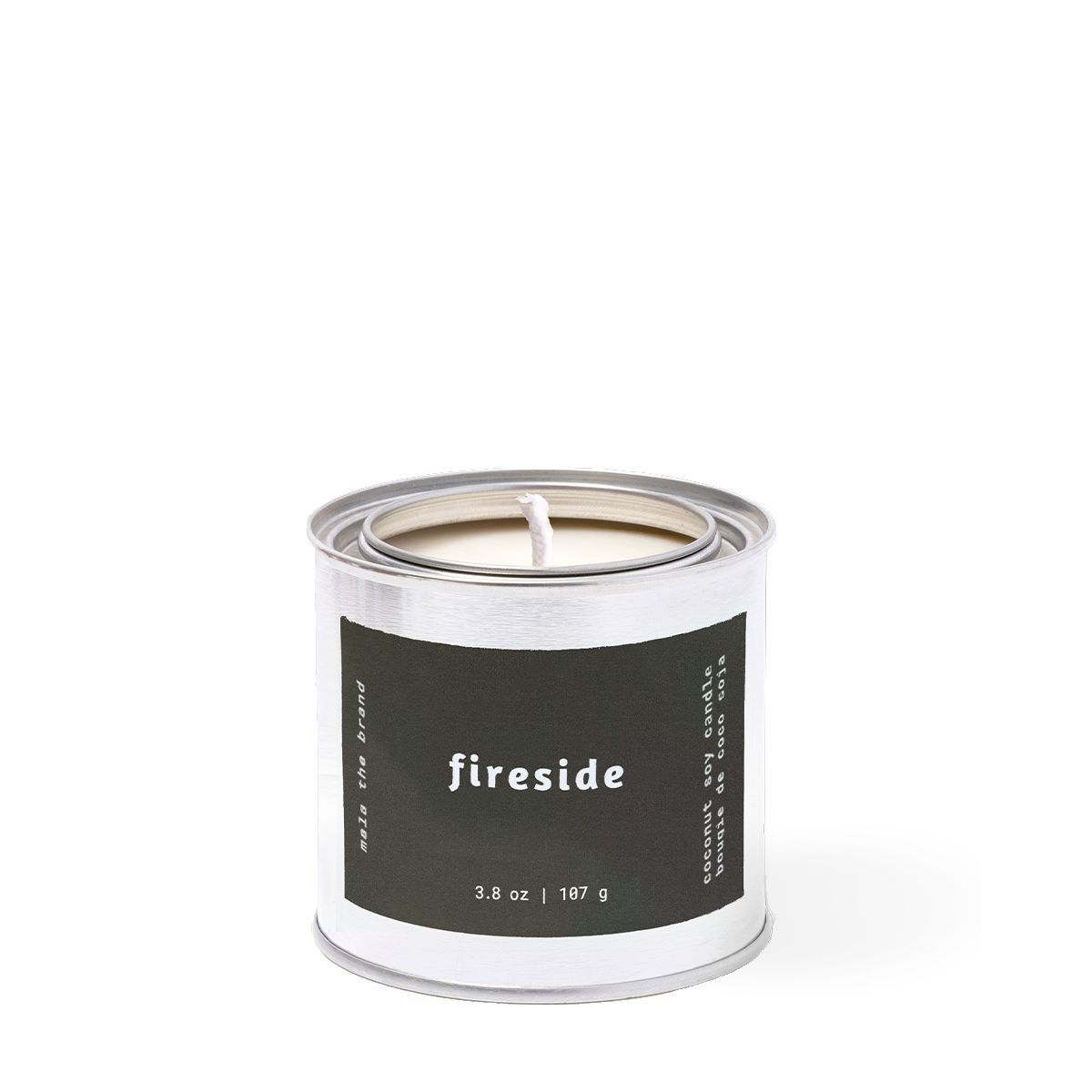 Fireside candle by Mala the Brand, black amber lavender musk scent