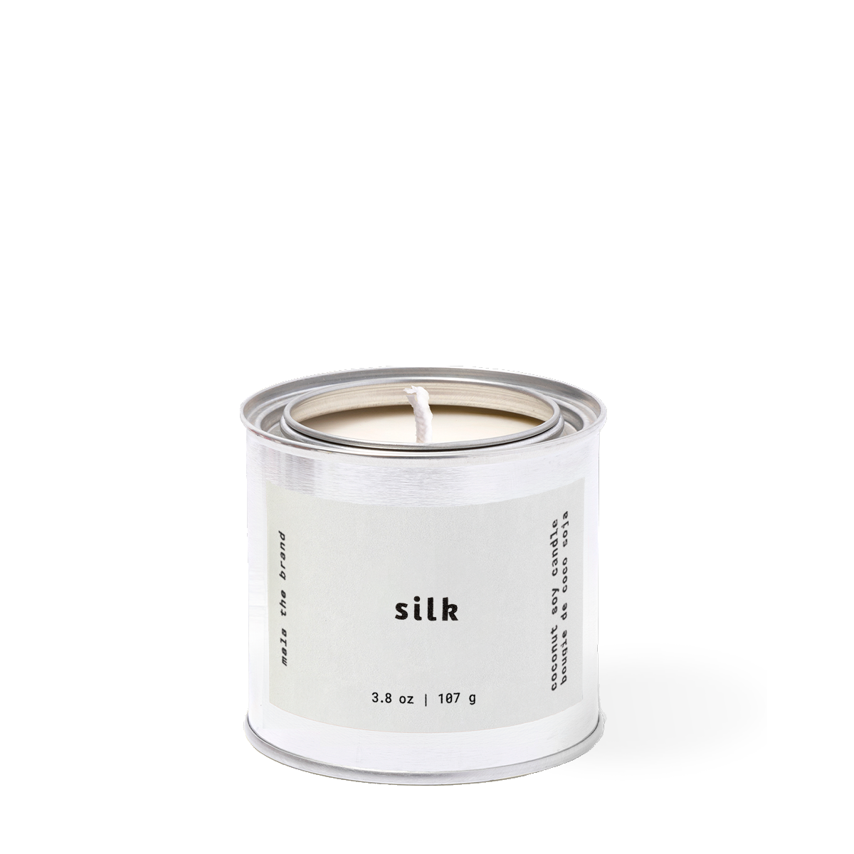 Silk candle by Mala the Brand, jasmine coconut tonka bean scent