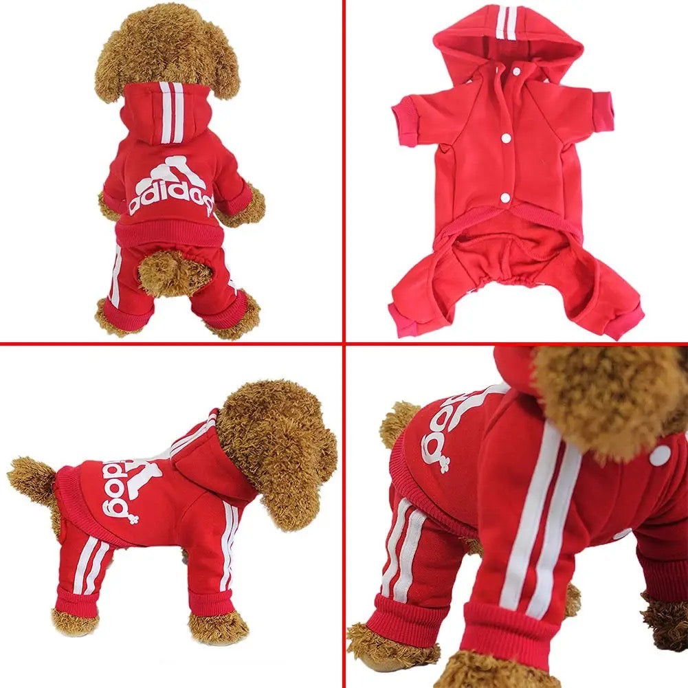 Dog Outfit Set | Adidog Hoodie & Pants Set