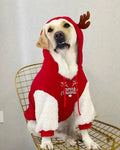 Merry Christmas Reindeer Dog Hoodie – Cozy Red & White Holiday Sweater