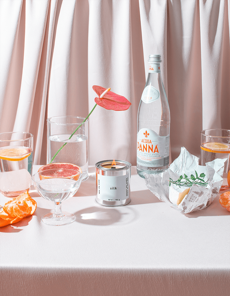 Silk candle by Mala the Brand, jasmine coconut tonka bean scent