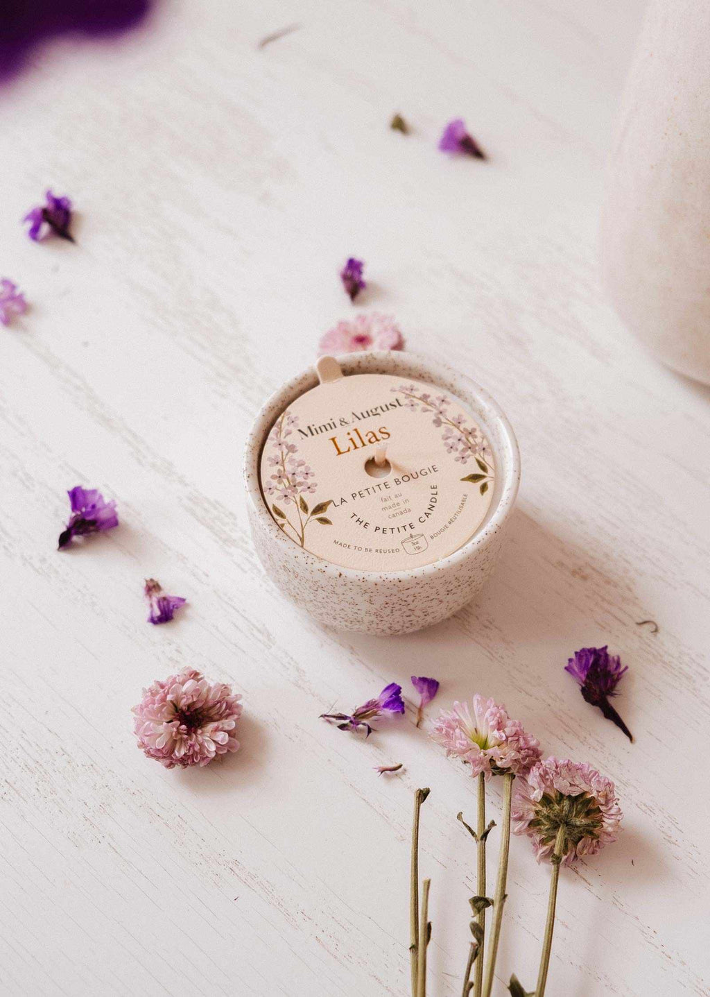 Lilac reusable soy candle, 3 oz size, by Mimi & August