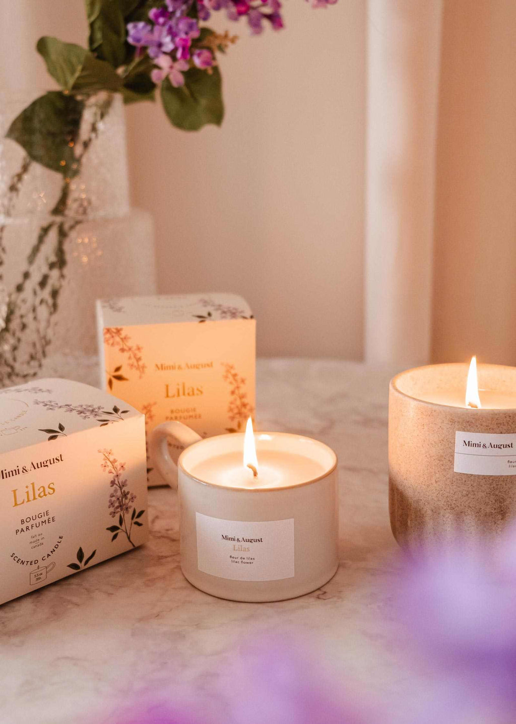Lilac reusable soy candle by Mimi & August