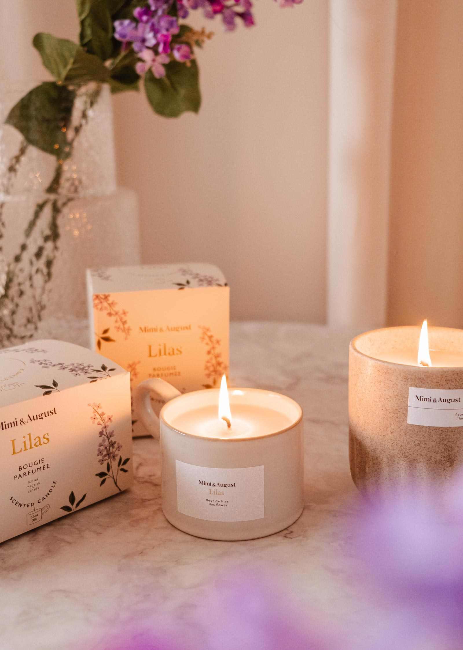 Lilac reusable soy candle by Mimi & August