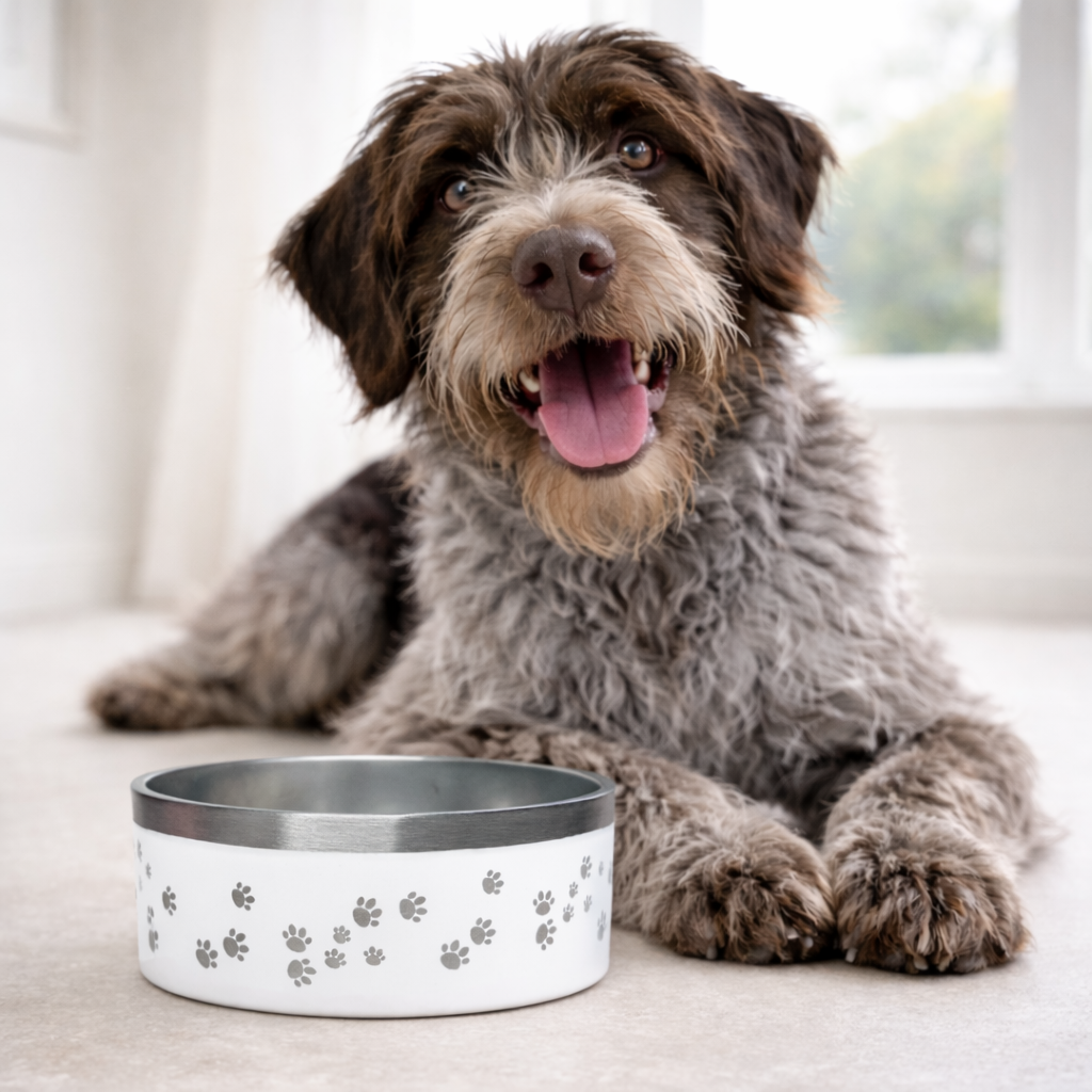 Gamelle personnalisée pour chien et chat blanche