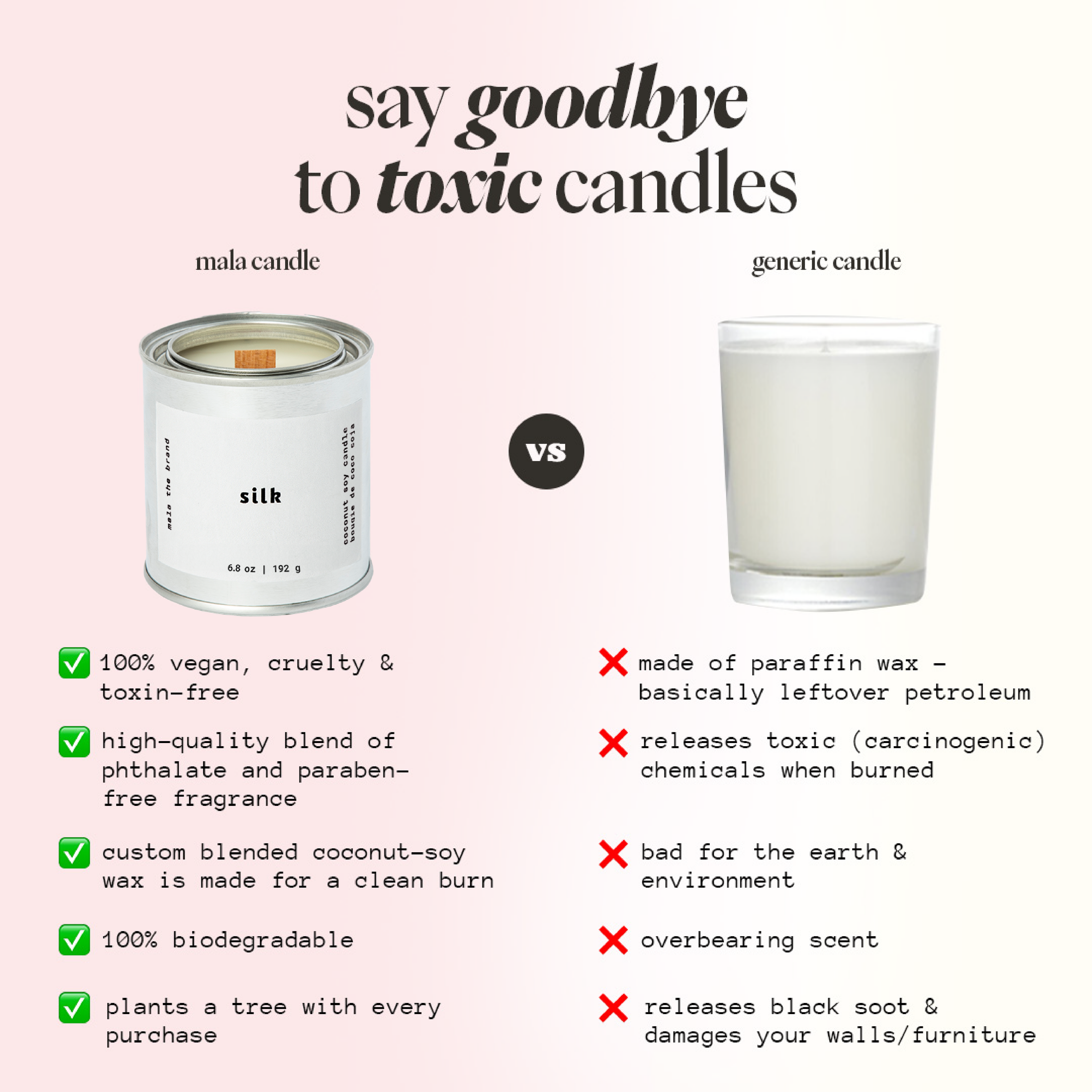 Silk candle by Mala the Brand, jasmine coconut tonka bean scent