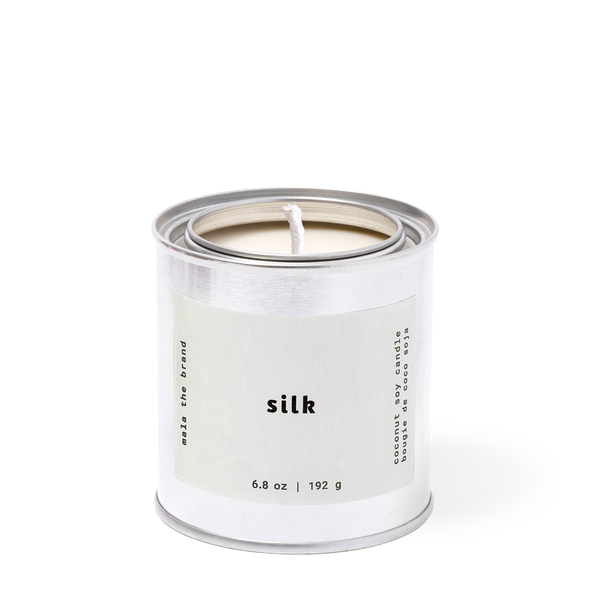 Silk candle by Mala the Brand, jasmine coconut tonka bean scent